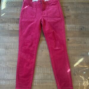 Pilcro cranberry, skinny, corduroy pants